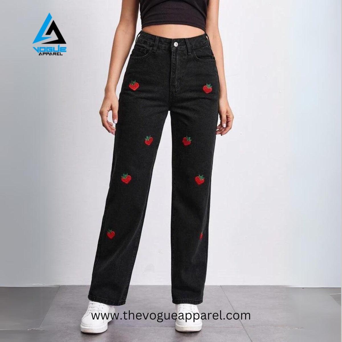 Delightful Strawberry wide leg denim - THE VOGUE APPARELS