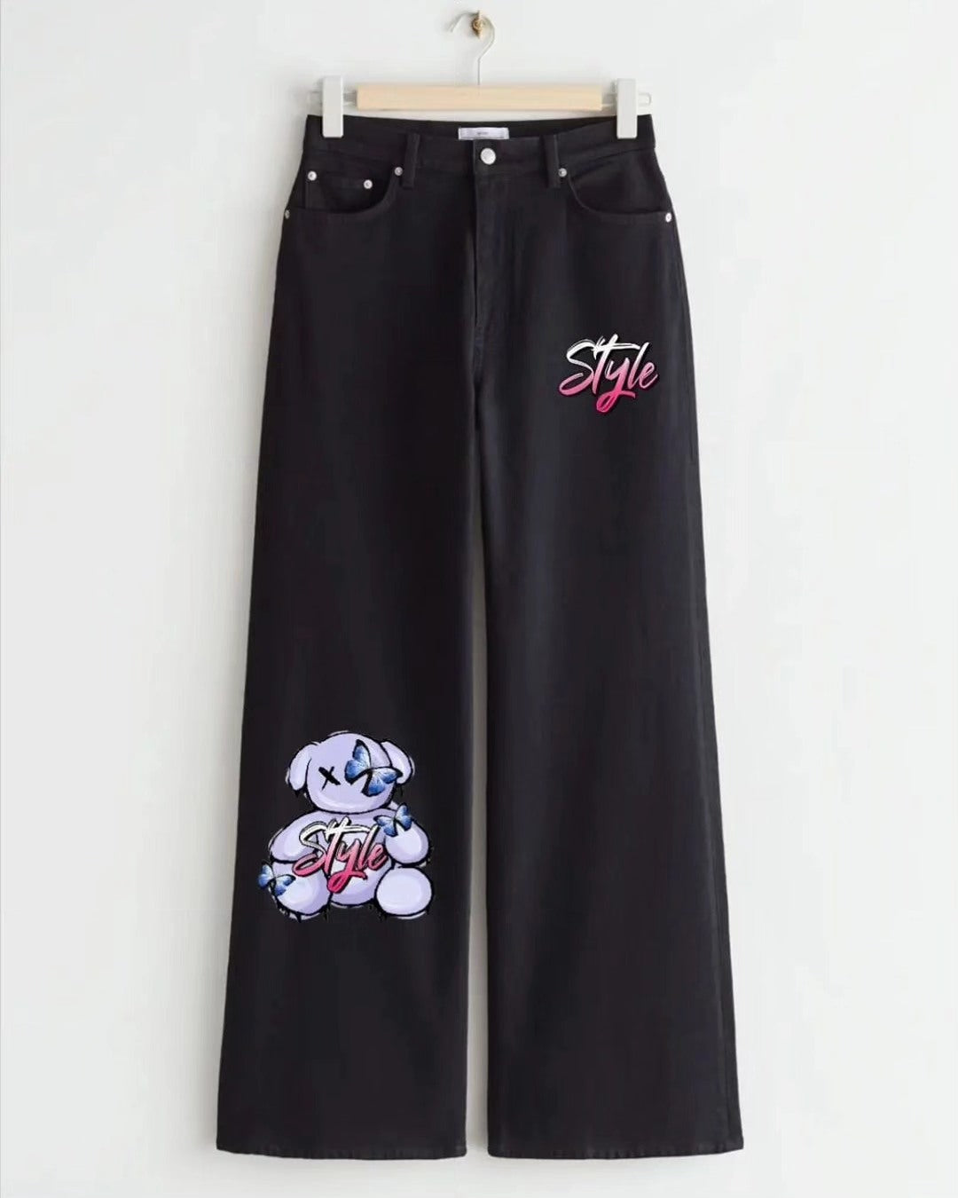 BLACK STYLE BEAR WIDE LEG JEANS