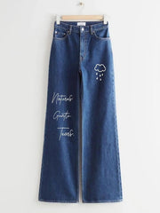 DARK BLUE NATURE GENTLE TEARS WIDE LEG JEANS