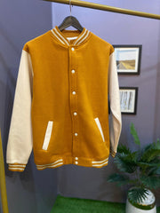 ELITE MUSTARD AND CREAM VARSITY JACKET