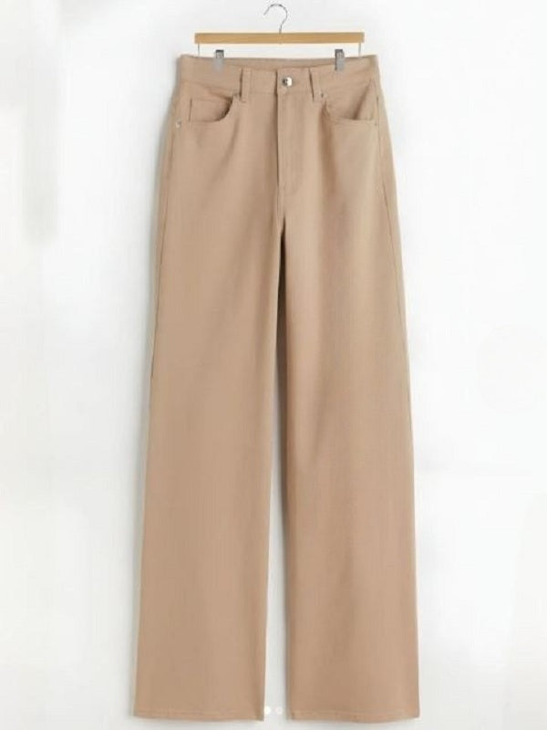 BEIGE WIDE LEG JEANS