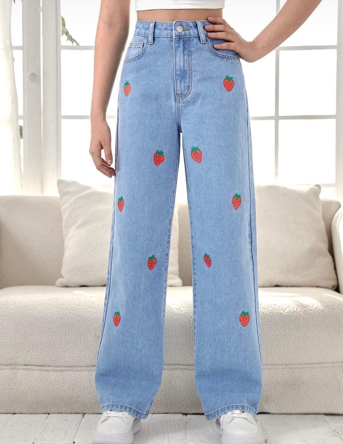 Delightful Strawberry wide leg denim - THE VOGUE APPARELS