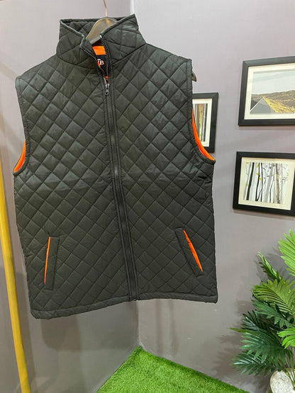 Diamond-Cut Sleeveless Puffer Jacket